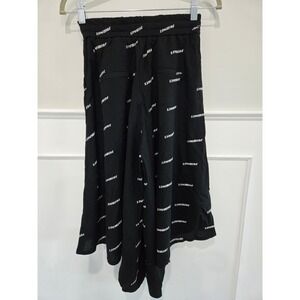 Livewire Black Gothic Logo Print Drop Crotch Harem Pants  Medium Streetwear